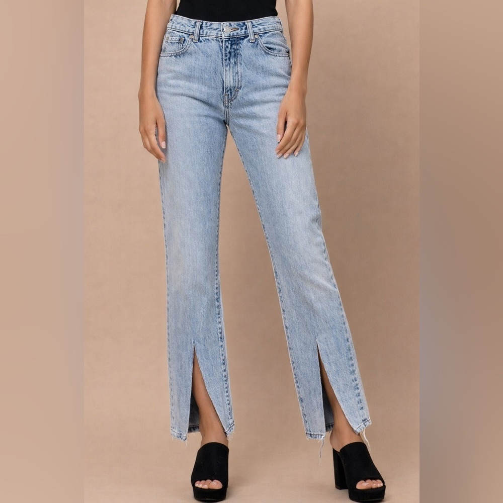Hidden Jeans Womens 27 Tracey High Rise Straight Split Hem New